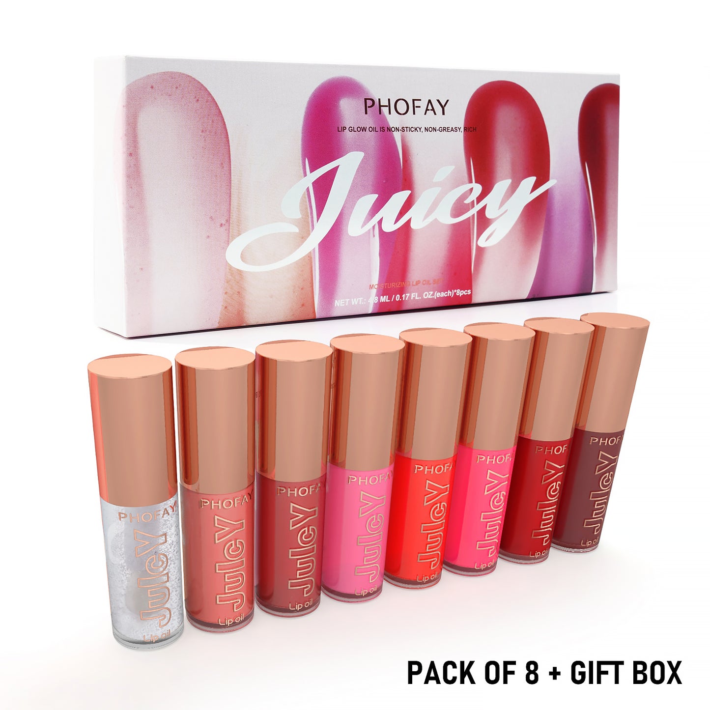 Hydrating Juicy Lip Oil Set - 8 Piece Moisturizing Lip Gloss Collection