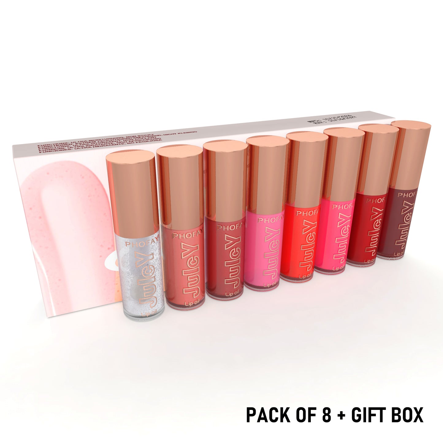 Hydrating Juicy Lip Oil Set - 8 Piece Moisturizing Lip Gloss Collection