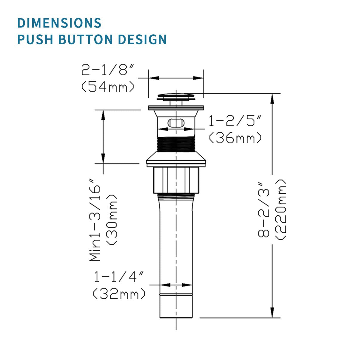 Stainless Steel Pop-Up Drain with Overflow - Anti-Clogging for Vessel Sinks