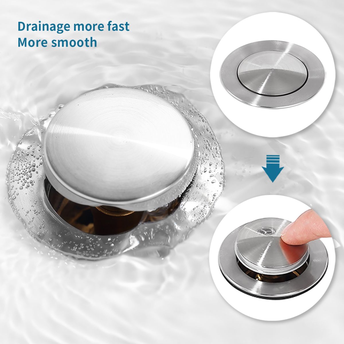 Stainless Steel Pop-Up Drain with Overflow - Anti-Clogging for Vessel Sinks