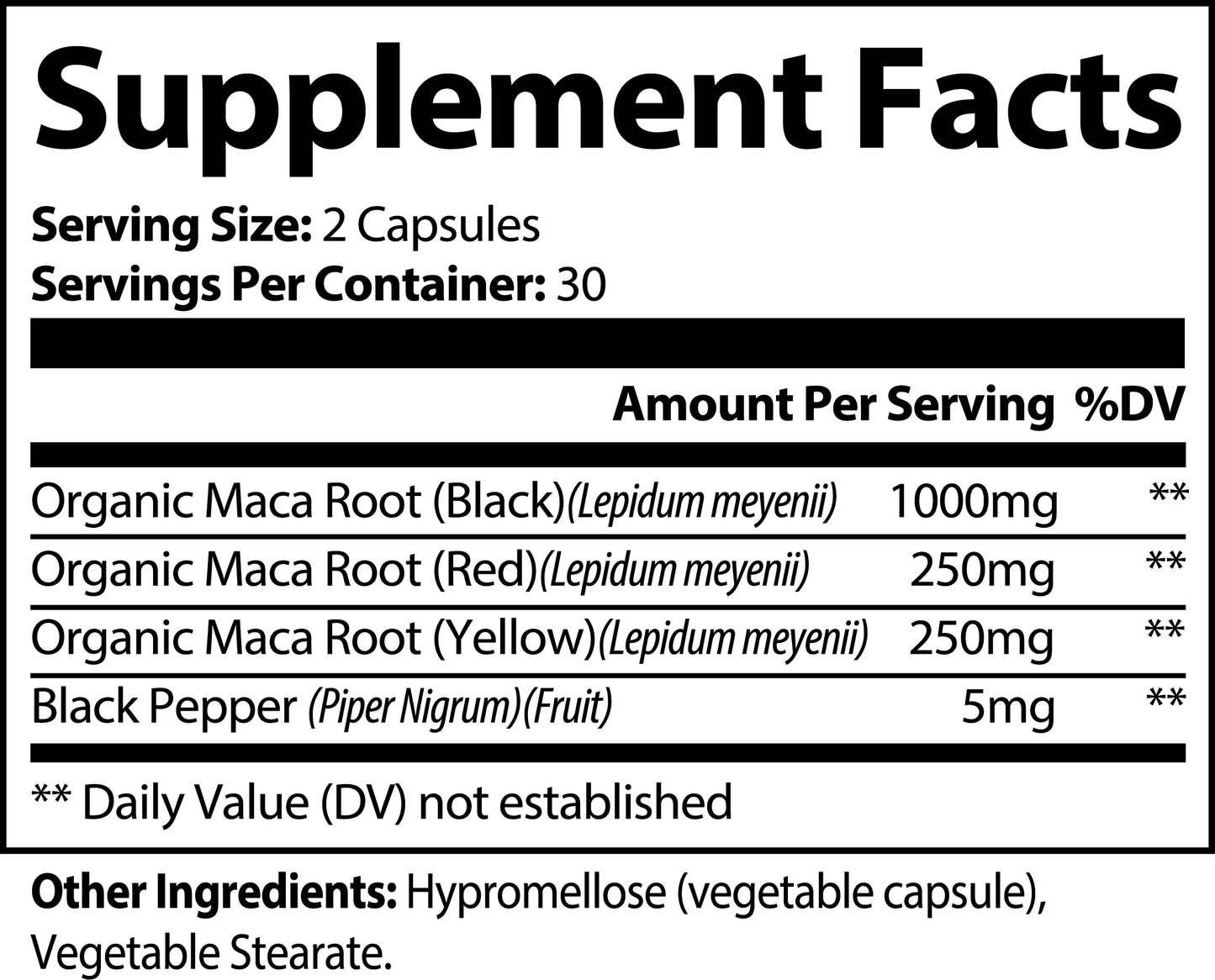 Organic Triple Maca Root Supplement - 1500mg Energy & Hormone Balance Formula