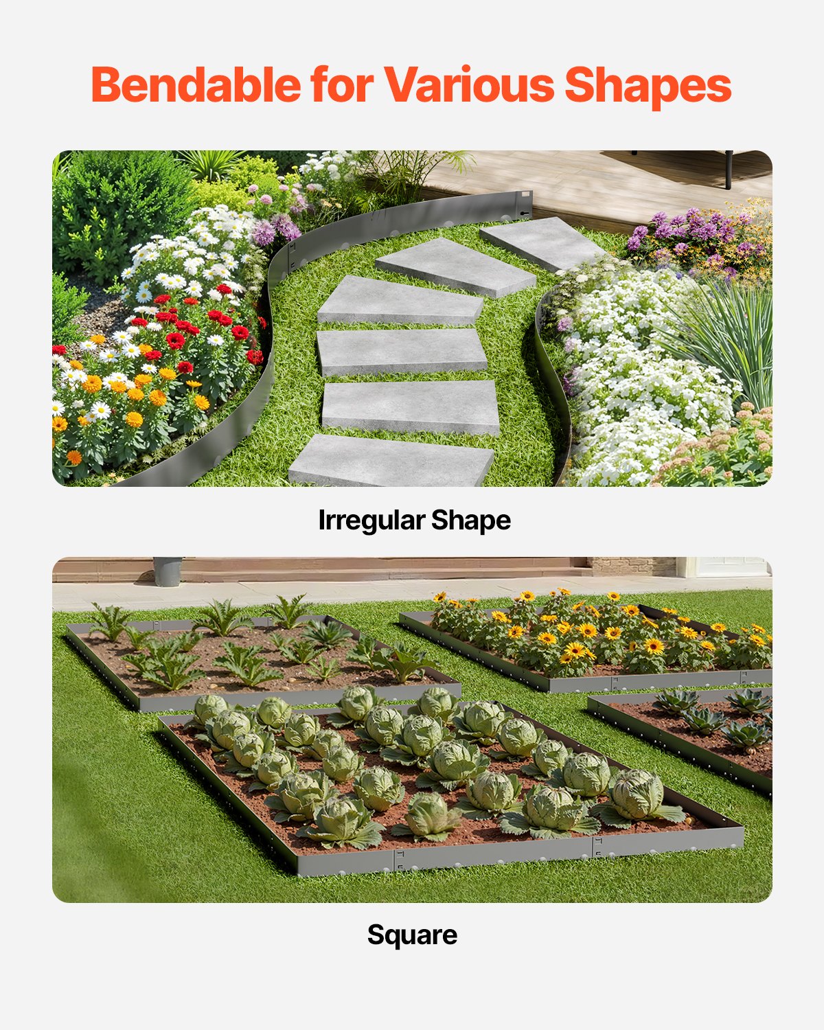 Rust-Resistant Steel Landscape Edging 5 Pack - 39x4in Garden Border, Dark Gray