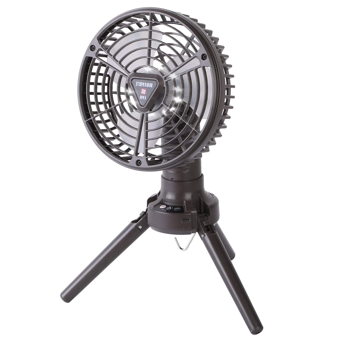 10400mAh Portable Camping Fan with LED Light - Black