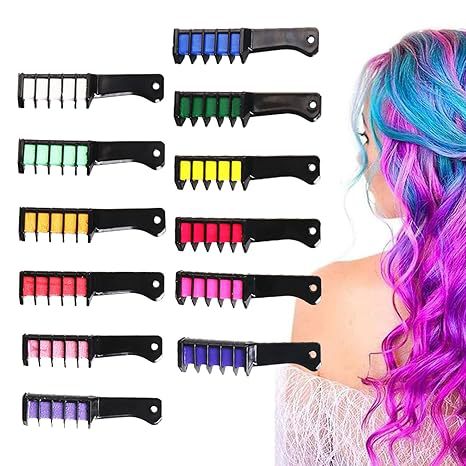 Colorful Hair Dye Comb Set - 10-Color Hair Chalk for Creative Hair Coloring