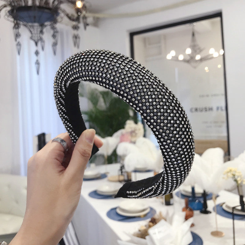 Diamond-Studded Alloy Headband with U-Shape Design