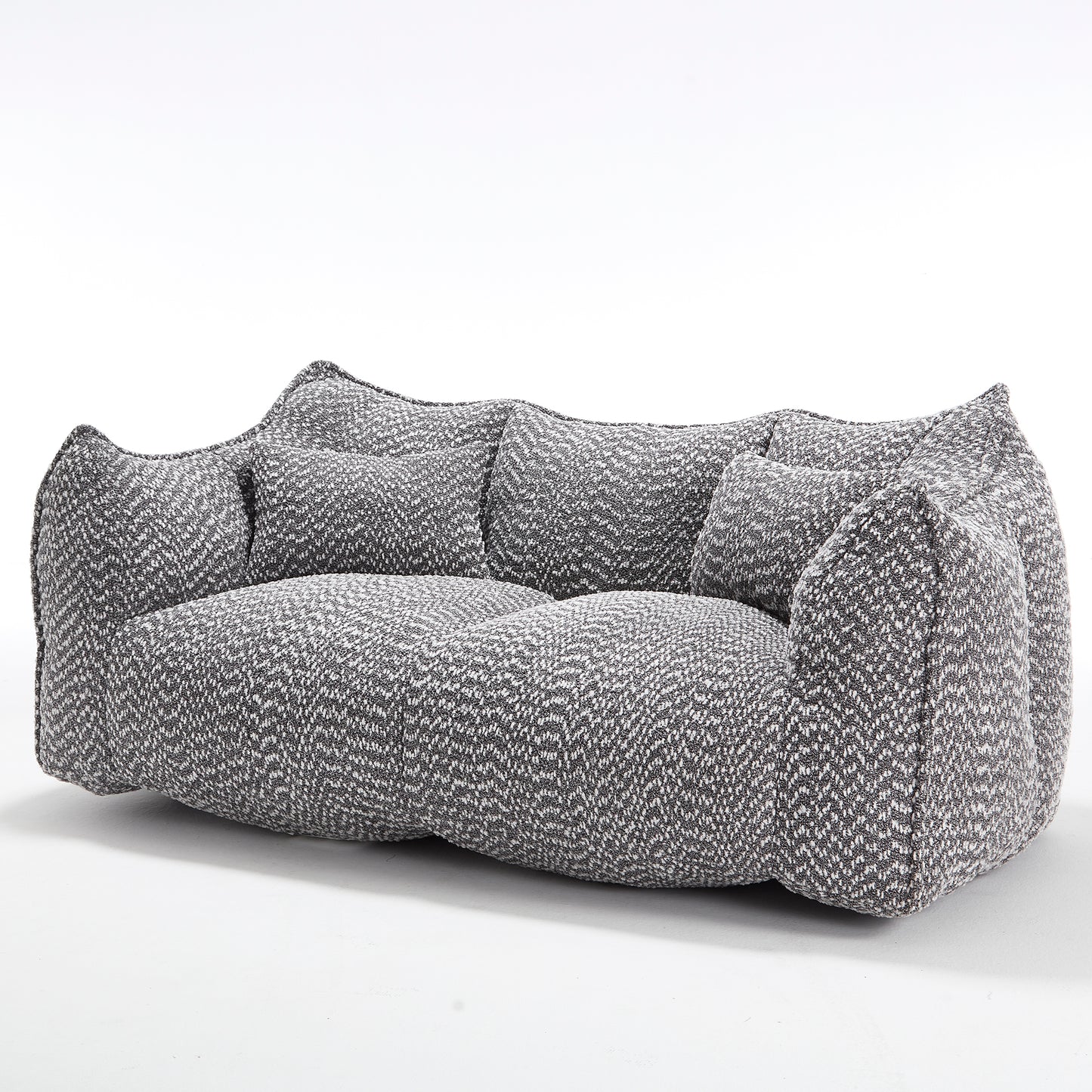 Soft Grey Beanbag Chair with Foam Core - Comfortable Recliner for 2
