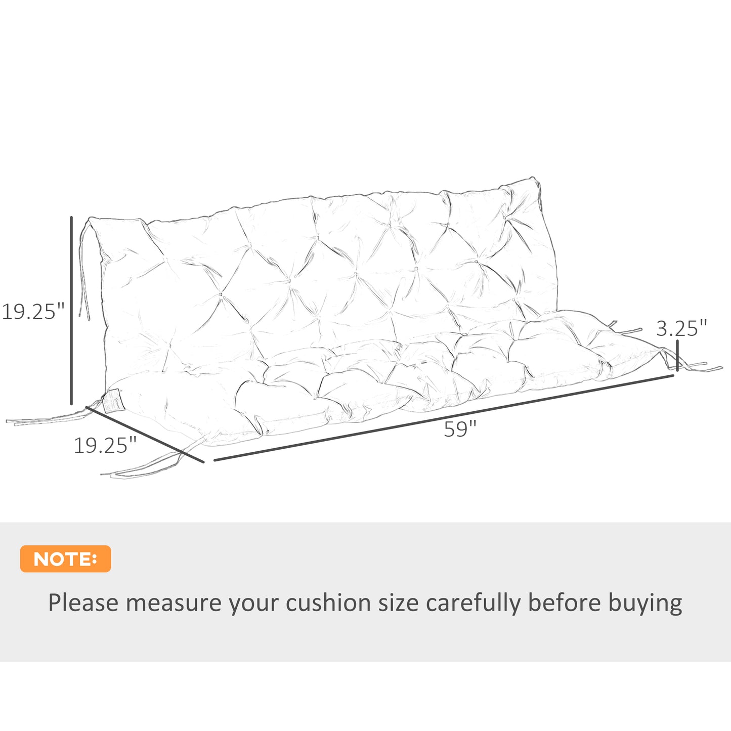 59" x 38" Tufted Outdoor Bench Cushion for 3-Seater Furniture - Khaki