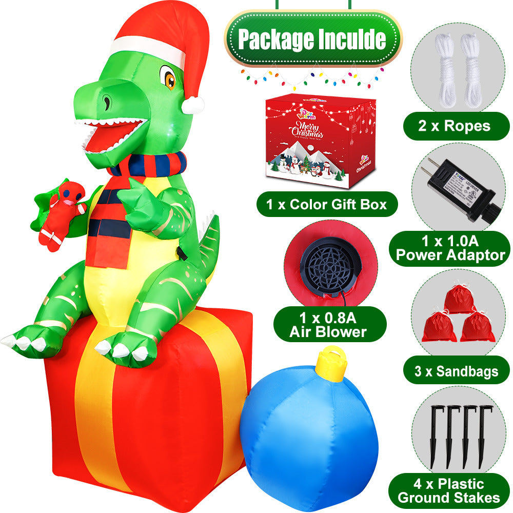 Inflatable Christmas Dinosaur Yard Decoration with Lights and Fan