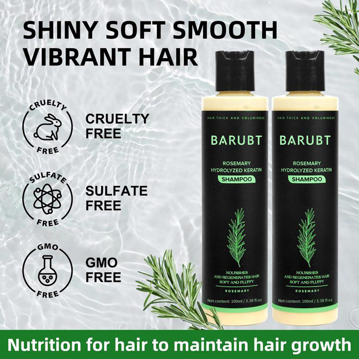 Rosemary Keratin Shampoo, Sulfate-Free & Cruelty-Free
