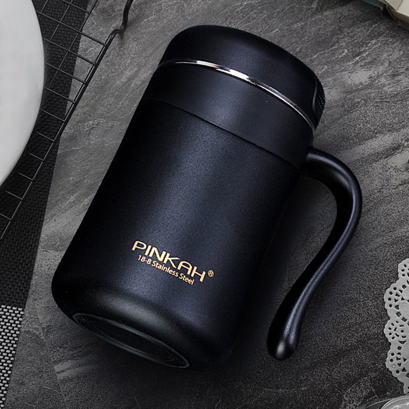 350ml Office Mug with Handle and Tea Drain, Insulated Drinkware