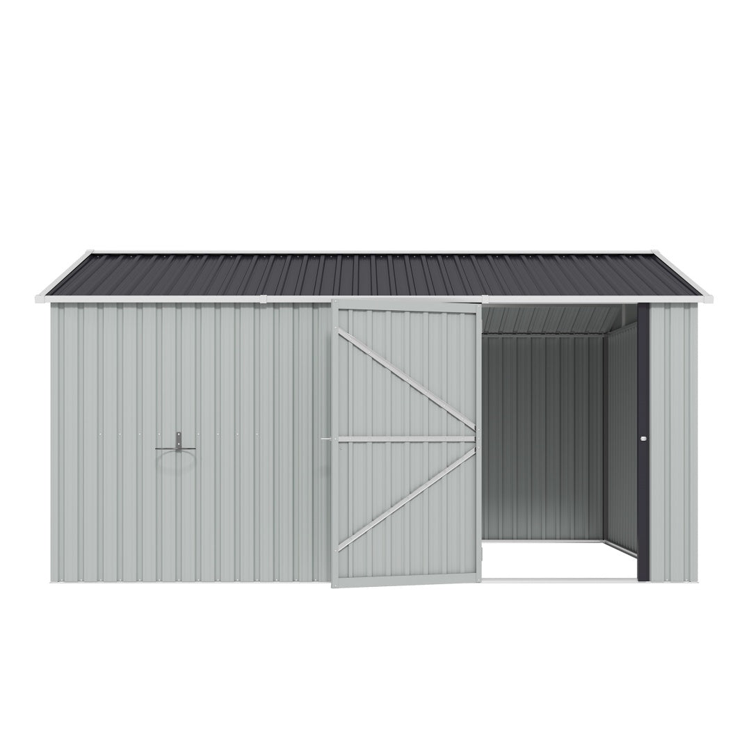 10x12 FT Outdoor Metal Storage Shed with Lockable Door - White