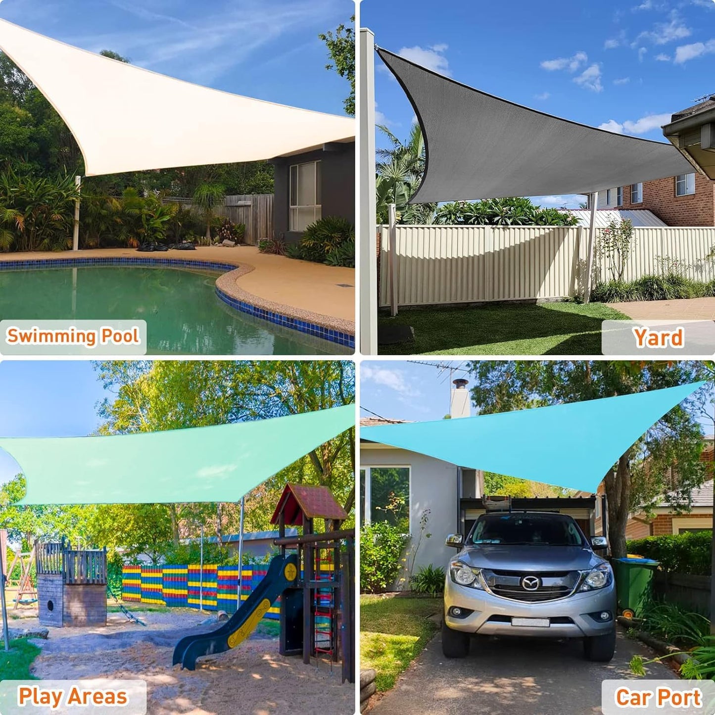 12x12ft Sunshade Sail UV Protection Waterproof Garden Shade Canvas Beige & Dark Green