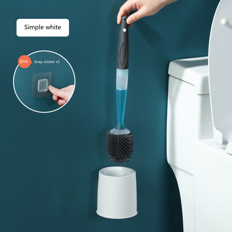Wall-Mounted Bathroom Cleaning Brush with Long Handle and Silicone Bristles