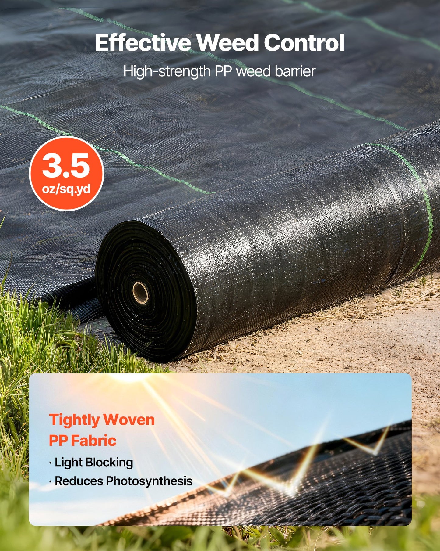 Heavy Duty Weed Barrier Fabric 13x115 FT Garden Ground Cover Black