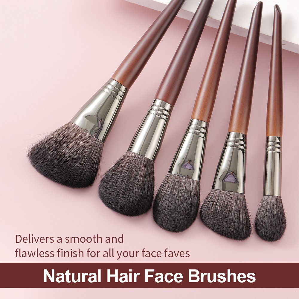 Natural Makeup Brush Set with Goat Hair - 22/24 Pieces for Face & Eyes