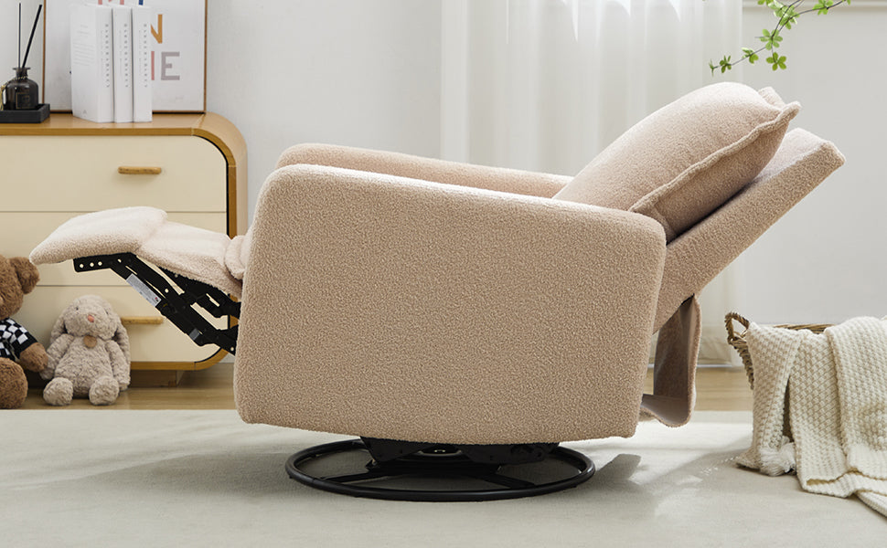 Swivel Rocker Recliner Chair - Teddy Fleece Oatmeal