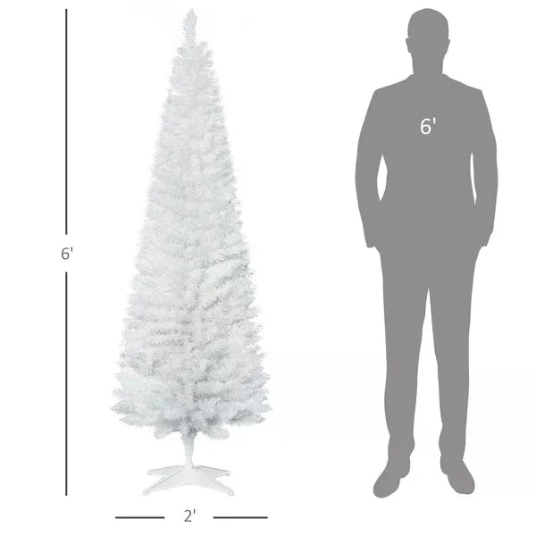 6ft Slim White Christmas Tree with 390 Branches