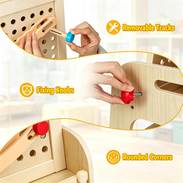 2-in-1 Kids Art Easel with Marble Run & Magnetic Whiteboard