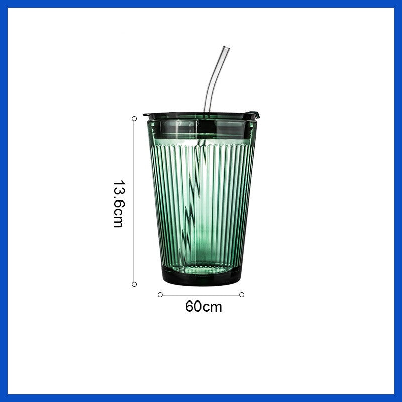 High-Value Household Straw Glass - 450ml Multi-Color Drinkware Set
