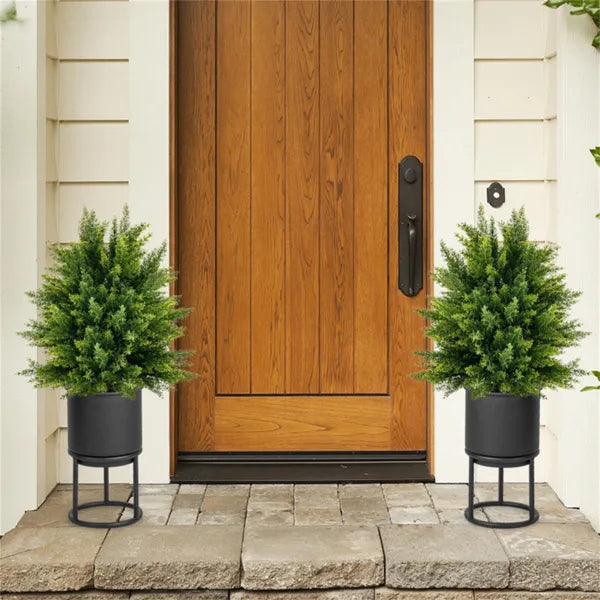 2-Pack 21.5" Artificial Cedar Ball Trees - Lifelike Green Decor