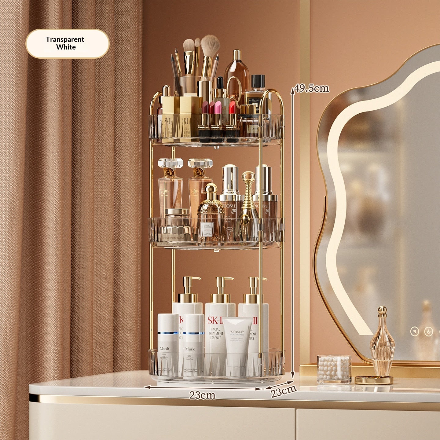 Desktop Vanity Makeup and Skincare Organizer Rack with Multi-Tier Storage