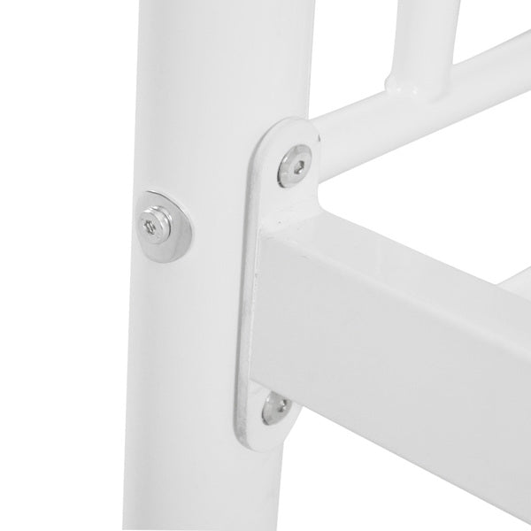 Iron Bed Bunk With Ladder For Kids Twin Size White