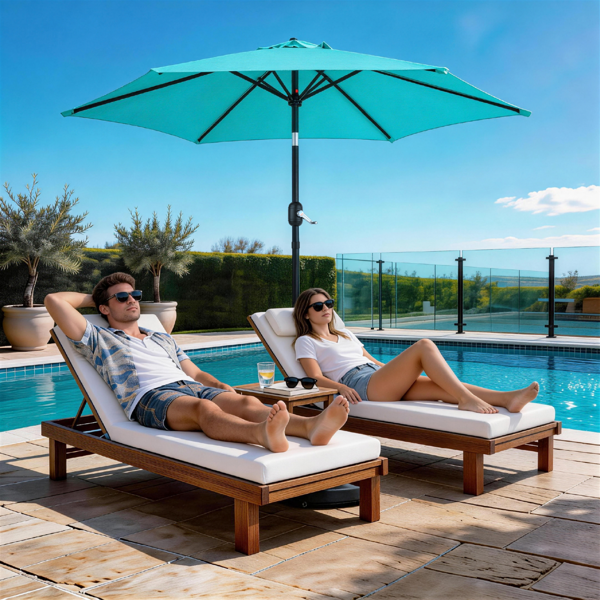 9ft Patio Umbrella - Sky Blue Outdoor Market Umbrella with Tilt & Crank
