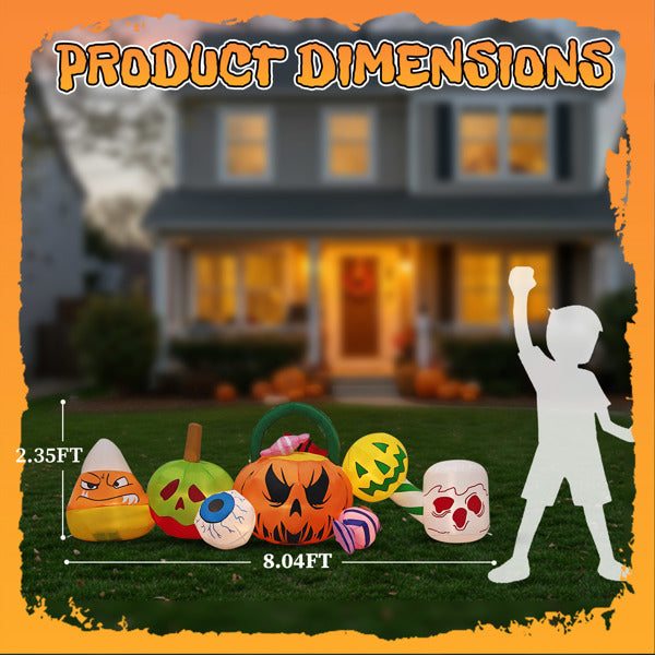 8FT Inflatable Halloween Pumpkin Ghost Decoration with LED Lights