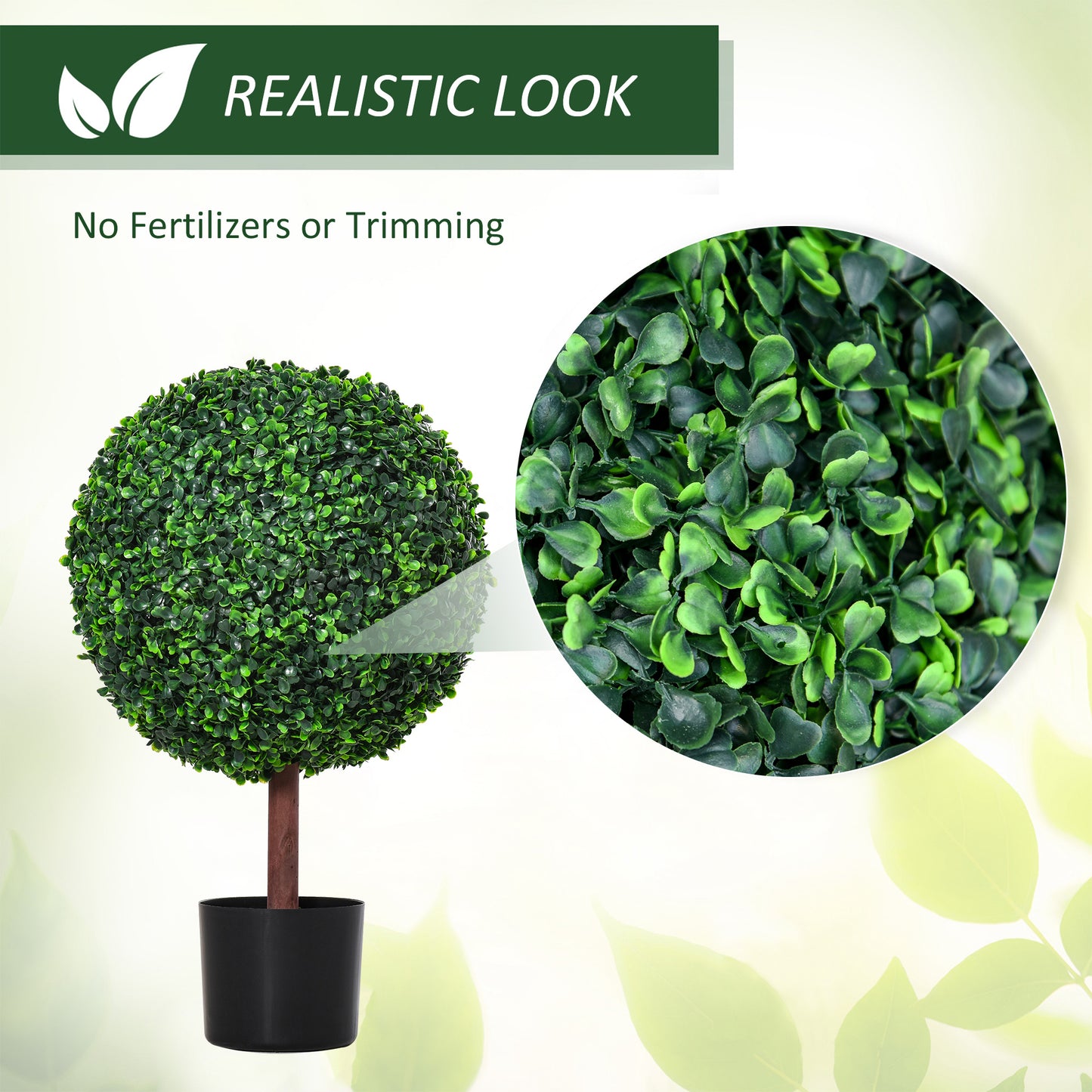 Artificial Boxwood Topiary Ball Tree - Set of 2, 23.5" Green