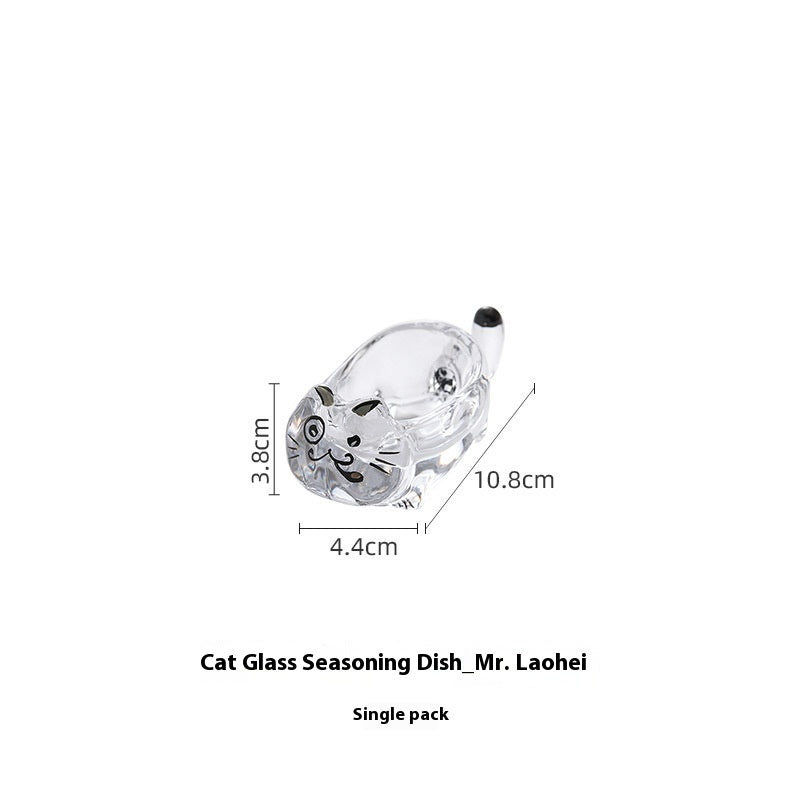 Cat Crystal Glass Saucer Dish for Kitchen & Dining - Multiple Colors