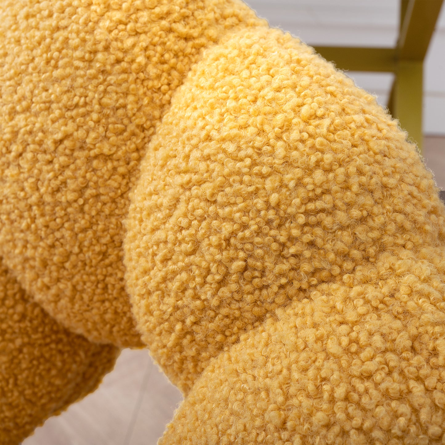 Height Adjustable 360° Swivel Chair - Yellow Teddy Fabric