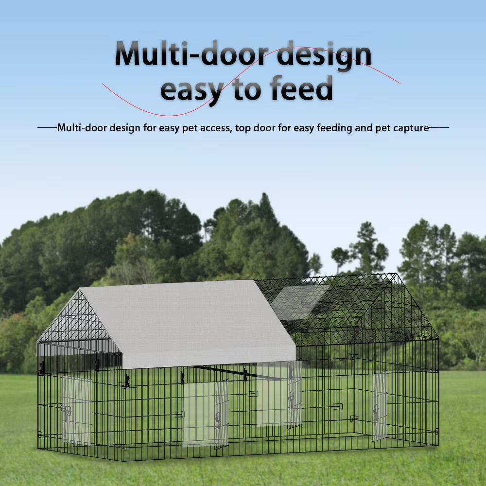Pointed Wire Chicken Coop for Poultry Breeding - Black & Gray