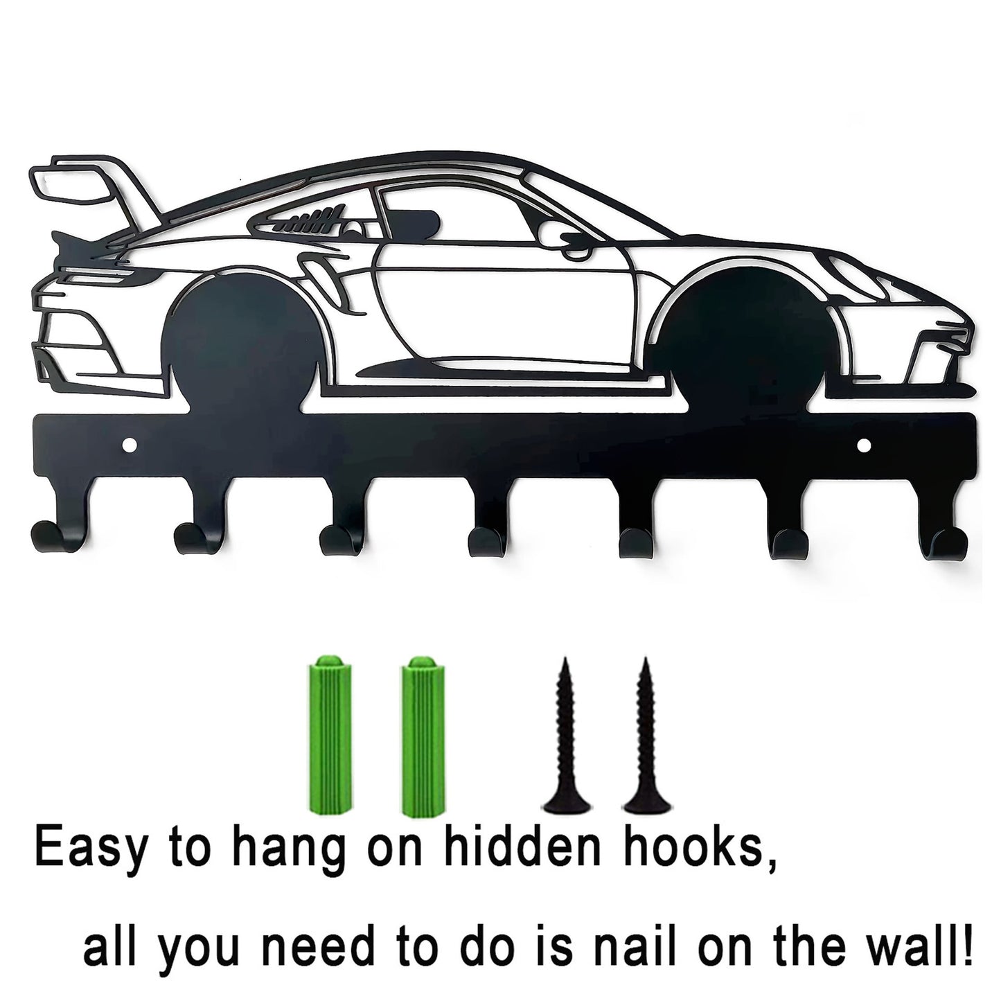 Metal Wrought Iron Car Silhouette Wall Hanging Decoration - Modern Minimalist Home Accent