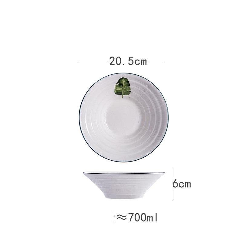 Japanese-Style Ceramic Noodle Soup Bowl with Trumpet Hat Design - 8 Inches