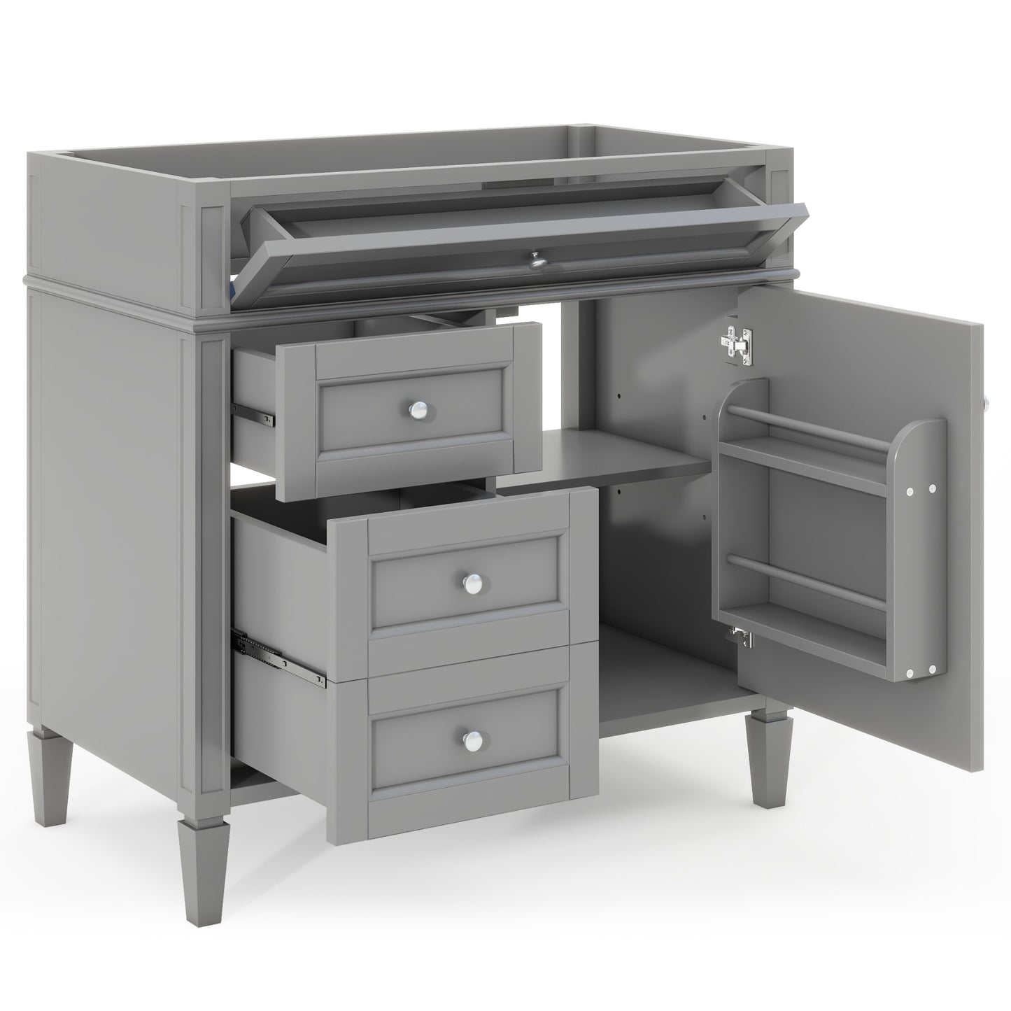 36'' Modern Bathroom Vanity Cabinet with 3 Drawers - Grey