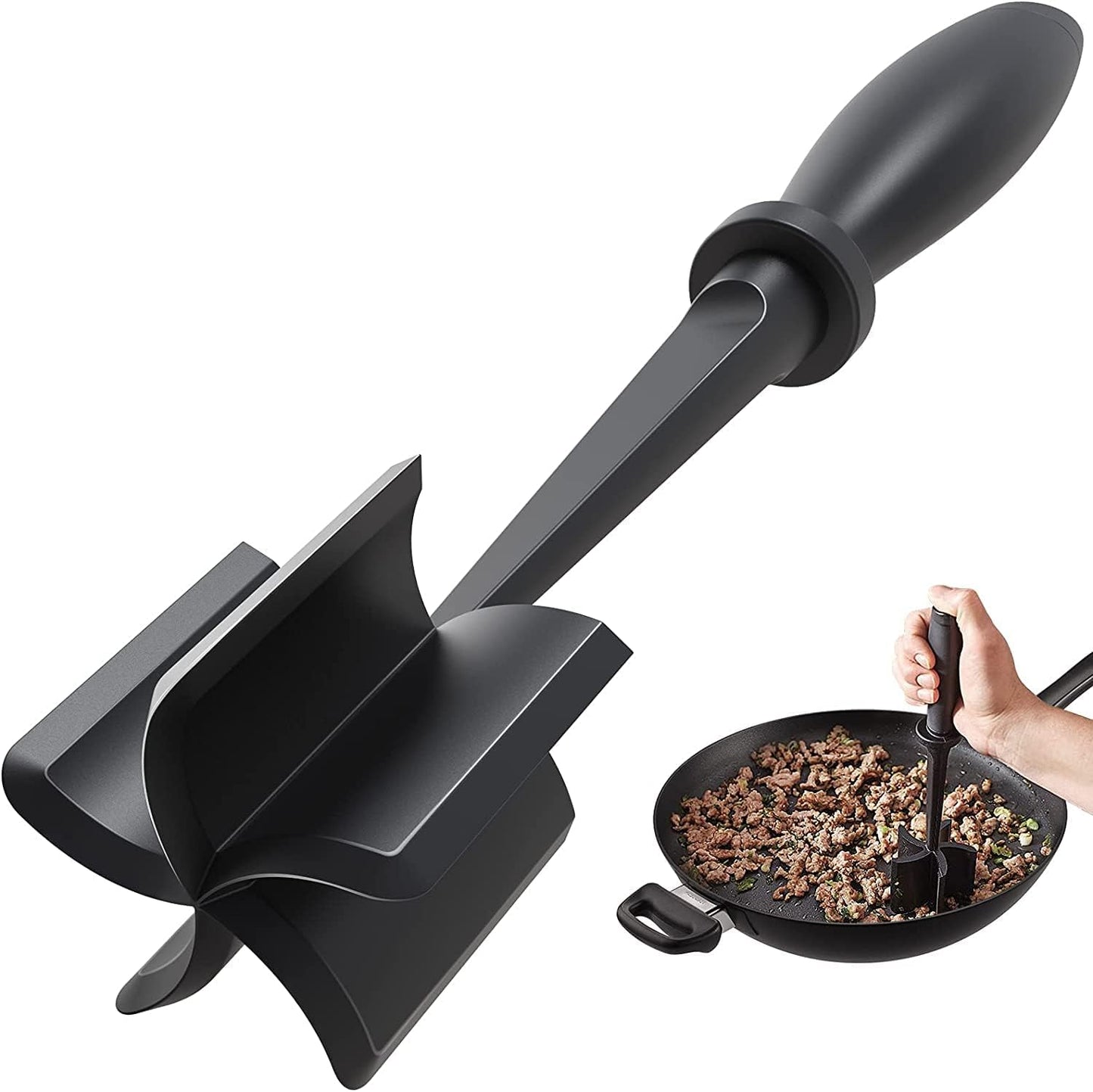 Meat Chopper for Ground Beef & Turkey - Non-Stick Nylon Masher & Smasher