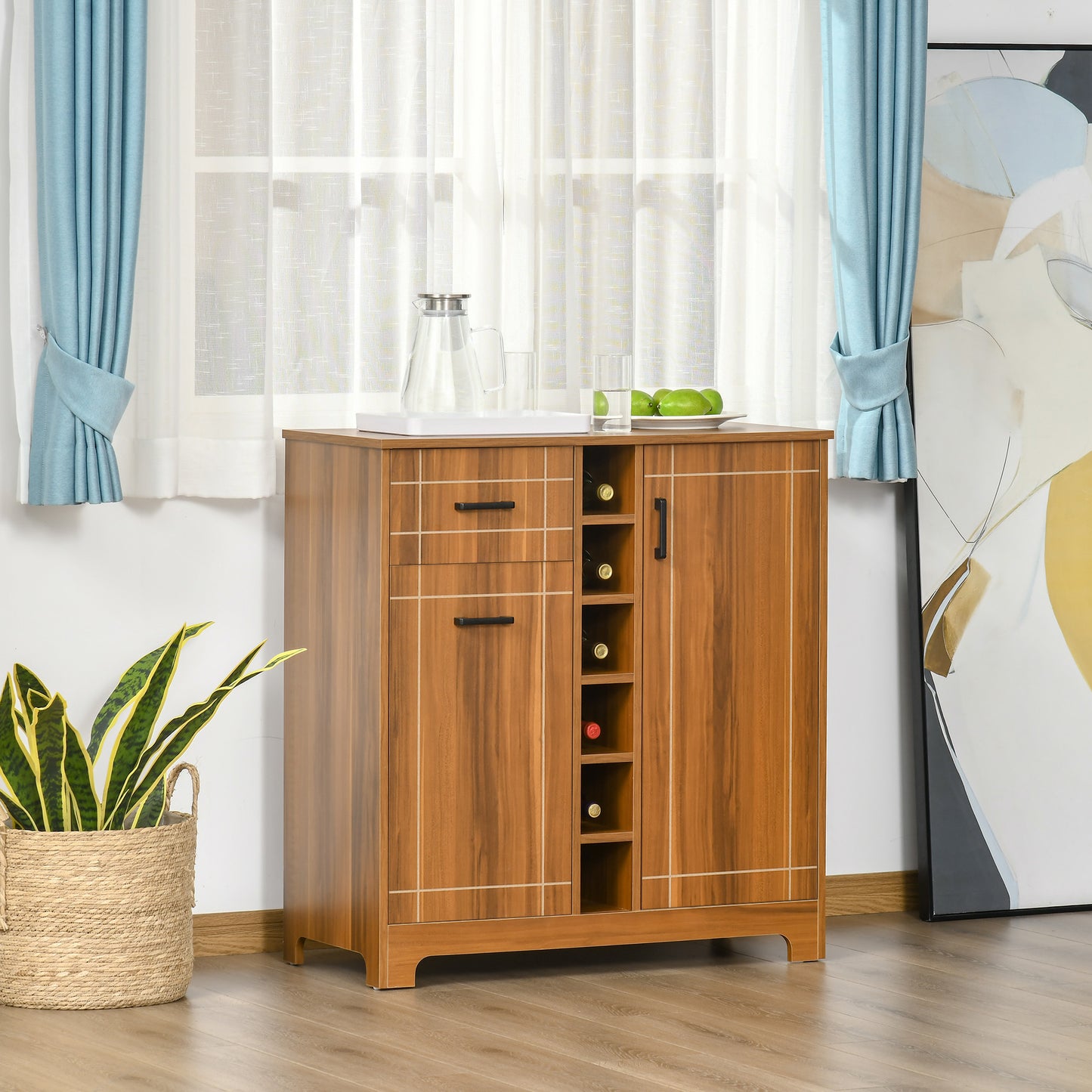 Retro Wine Cabinet for 6 Bottles, Rack Sideboard Serving Bar with