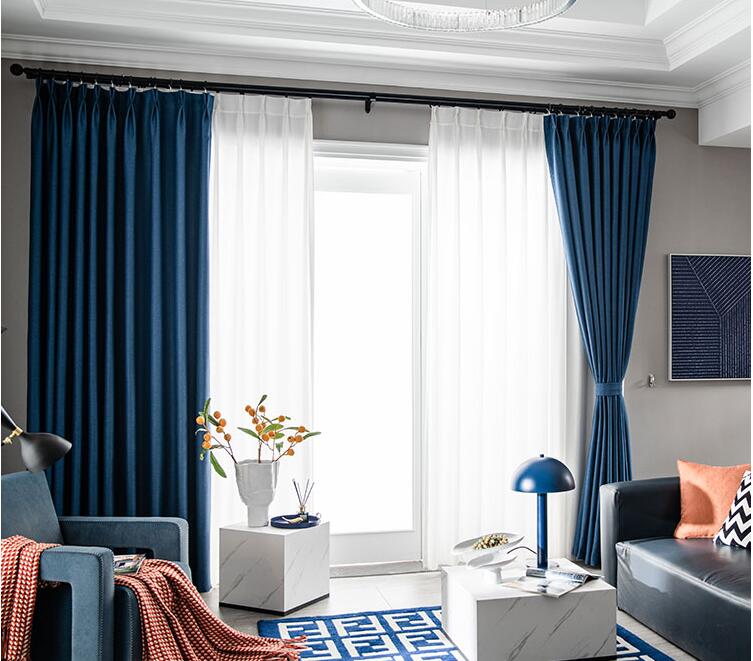 Soundproof Curtain Full Shade Noise-Reducing Full Cloth Bedroom Curtain Navy Blue
