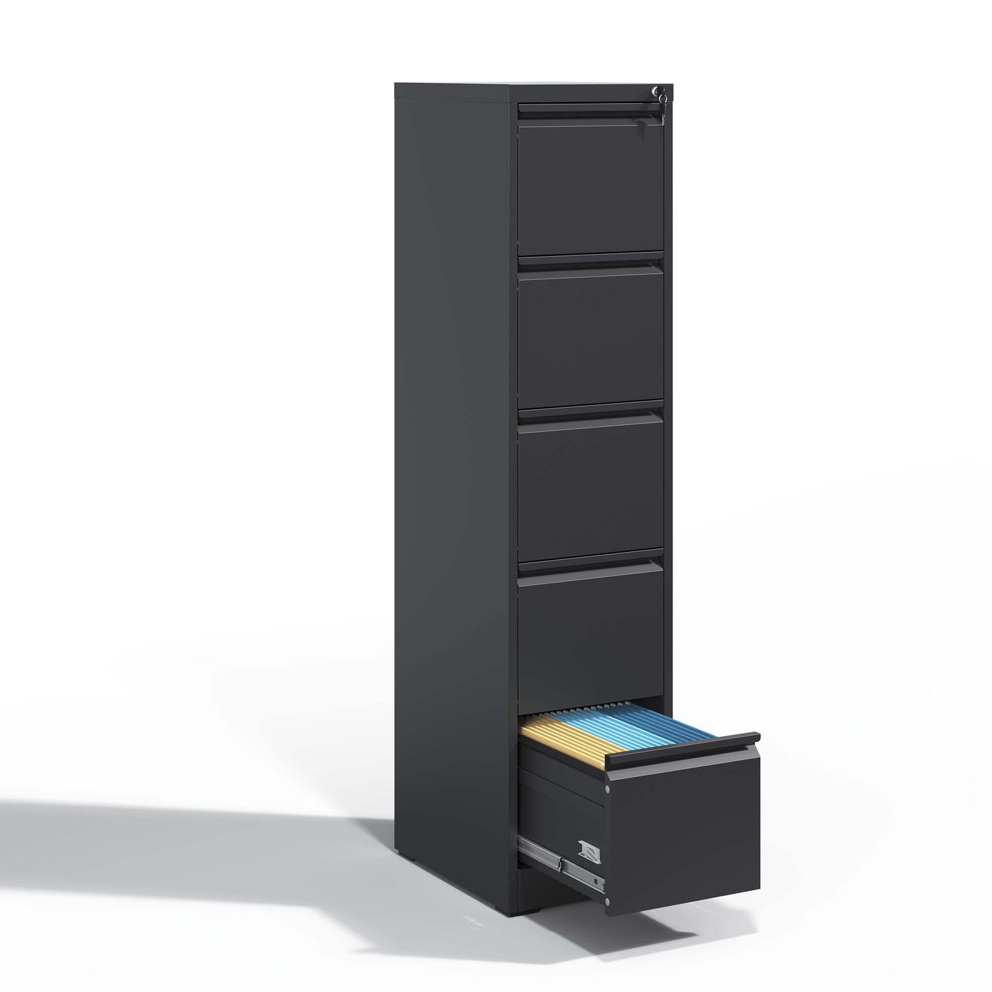 5 Drawer Metal Vertical File Cabinet With Lock Office Home Steel For
