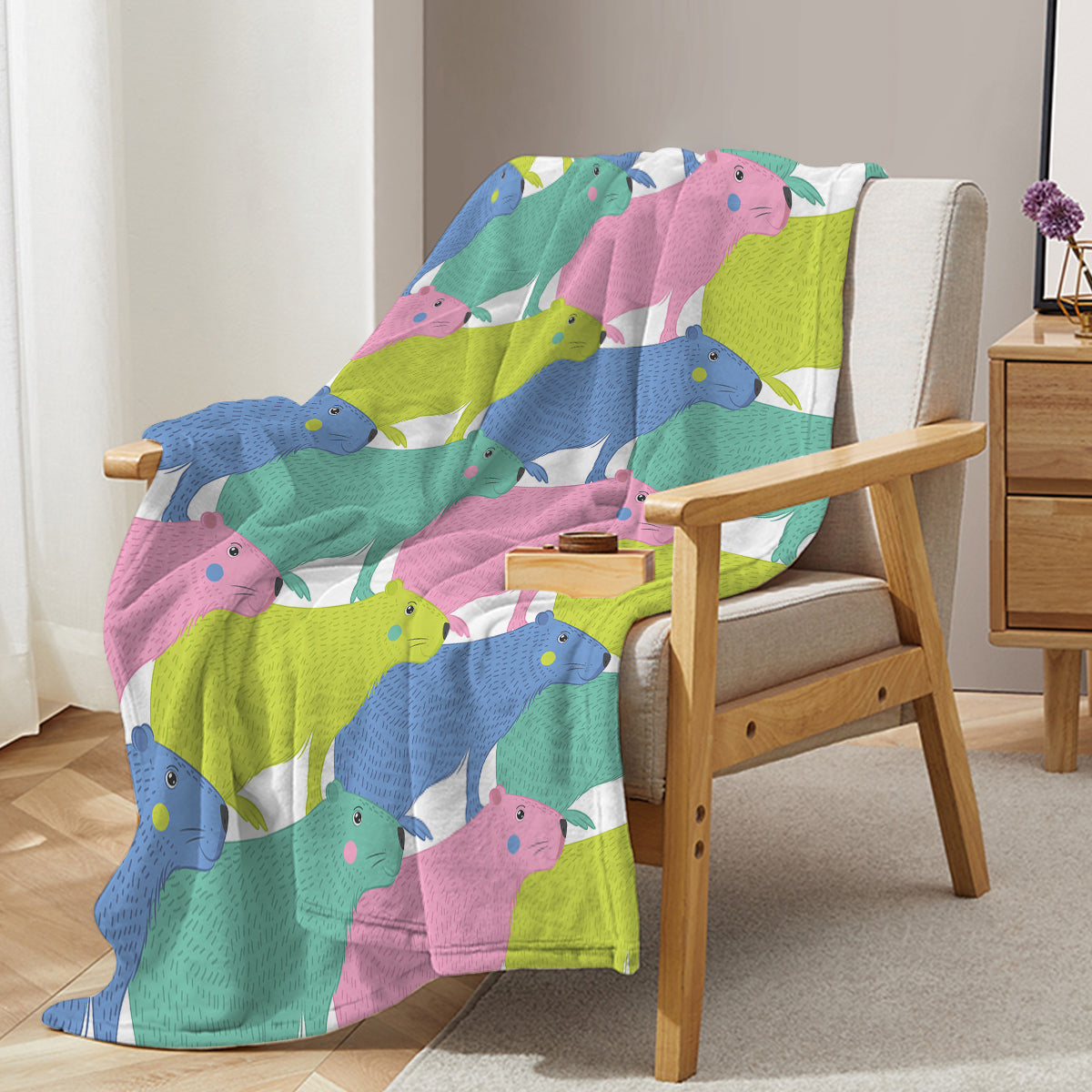 Cute Flannel Cartoon Dolphin Pet Blanket - Soft & Fluffy Outdoor & Home Use