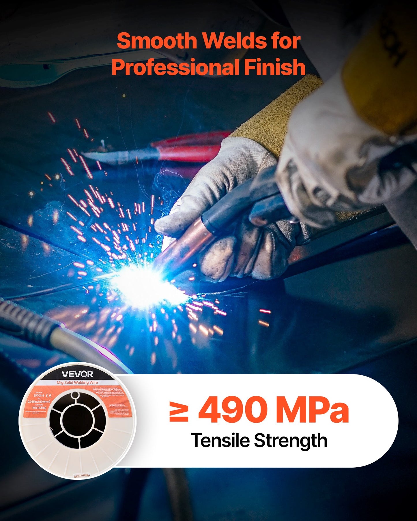 Solid MIG Welding Wire ER70S-6 0.035-inch 10 lbs Low Spatter Steel Wire