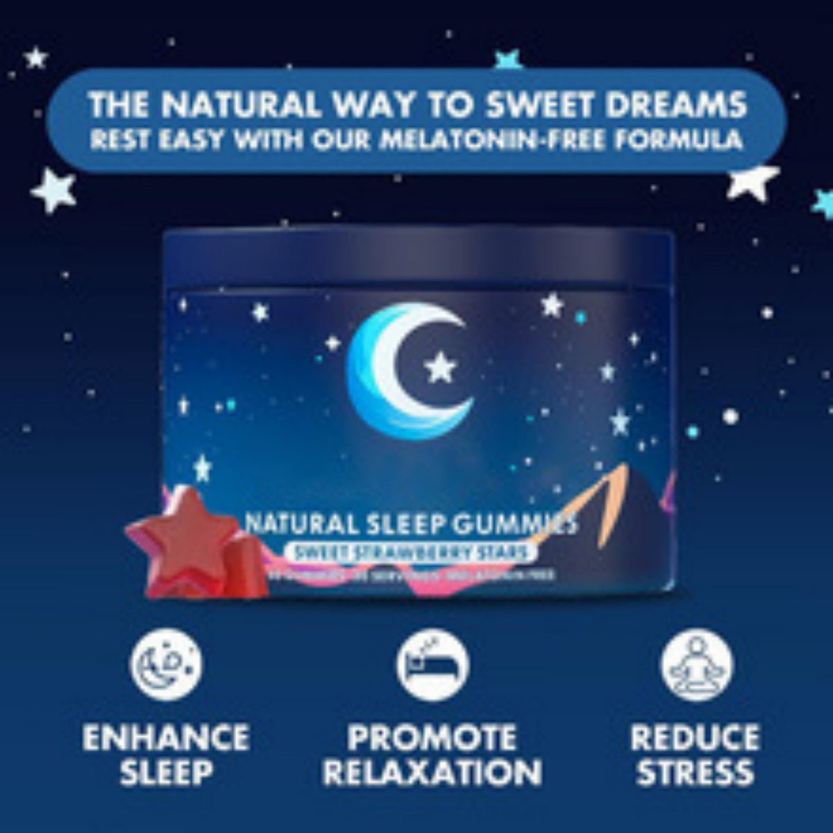 Natural Sleep Gummies – Melatonin-Free, Strawberry Flavor, 60 Count