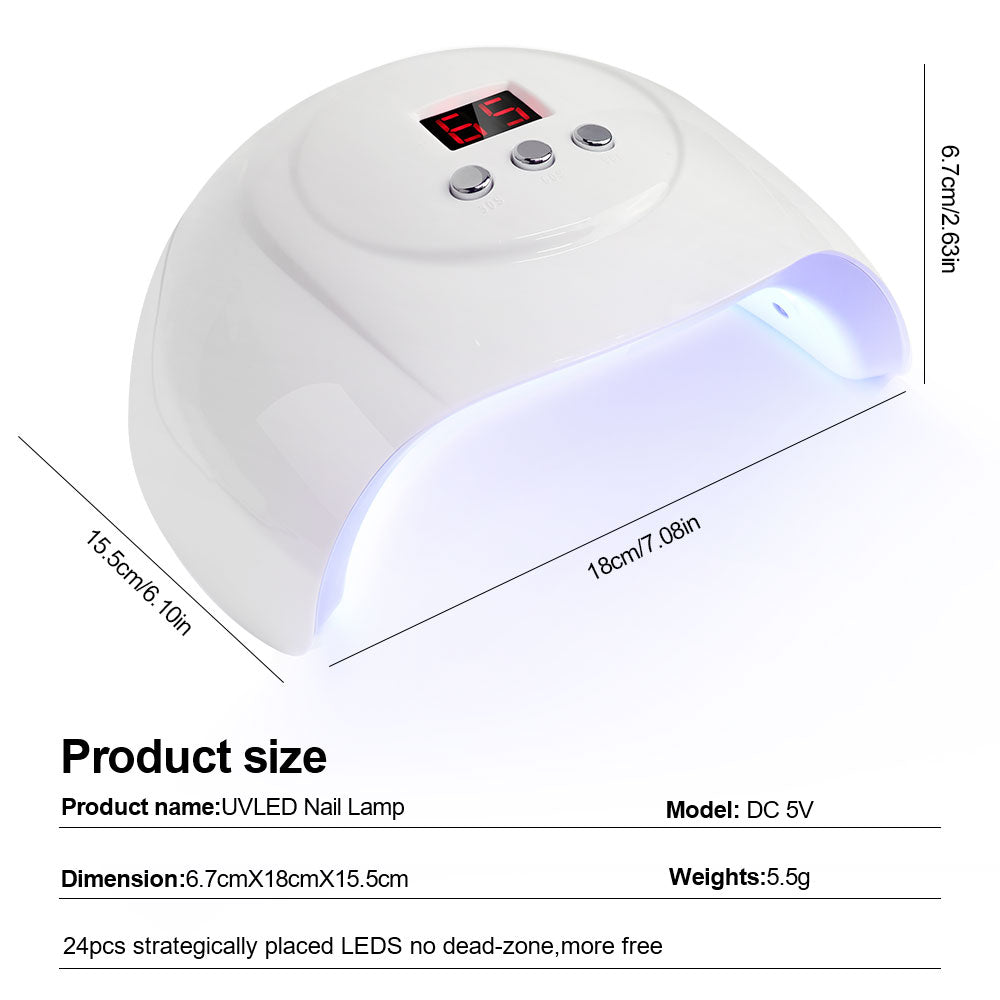 Professional UV LED Nail Lamp for Gel Polish - 24 LED Beads, 3 Timers (S5)
