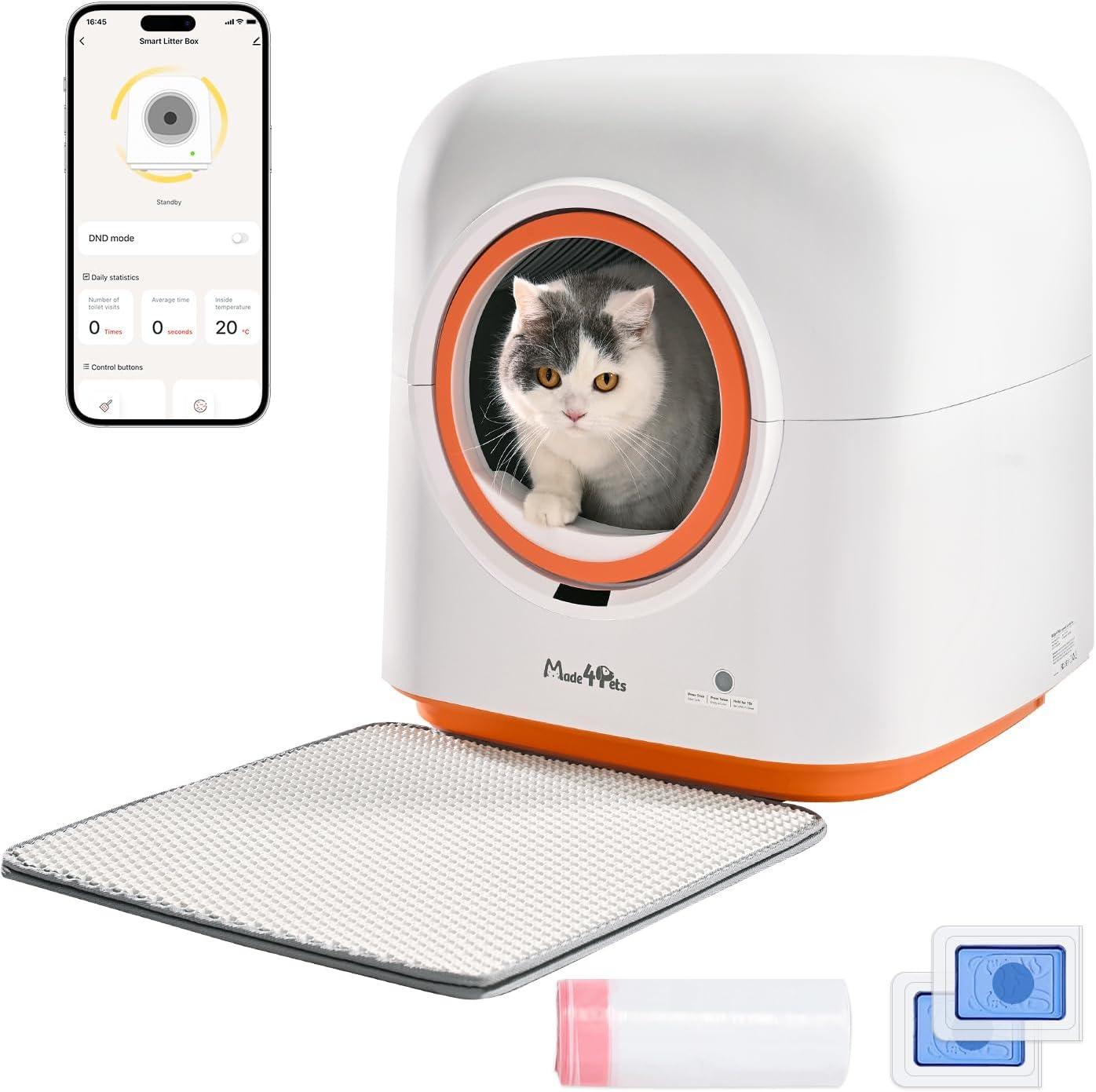 60L Automatic Cat Litter Box with App Control & Self-Cleaning