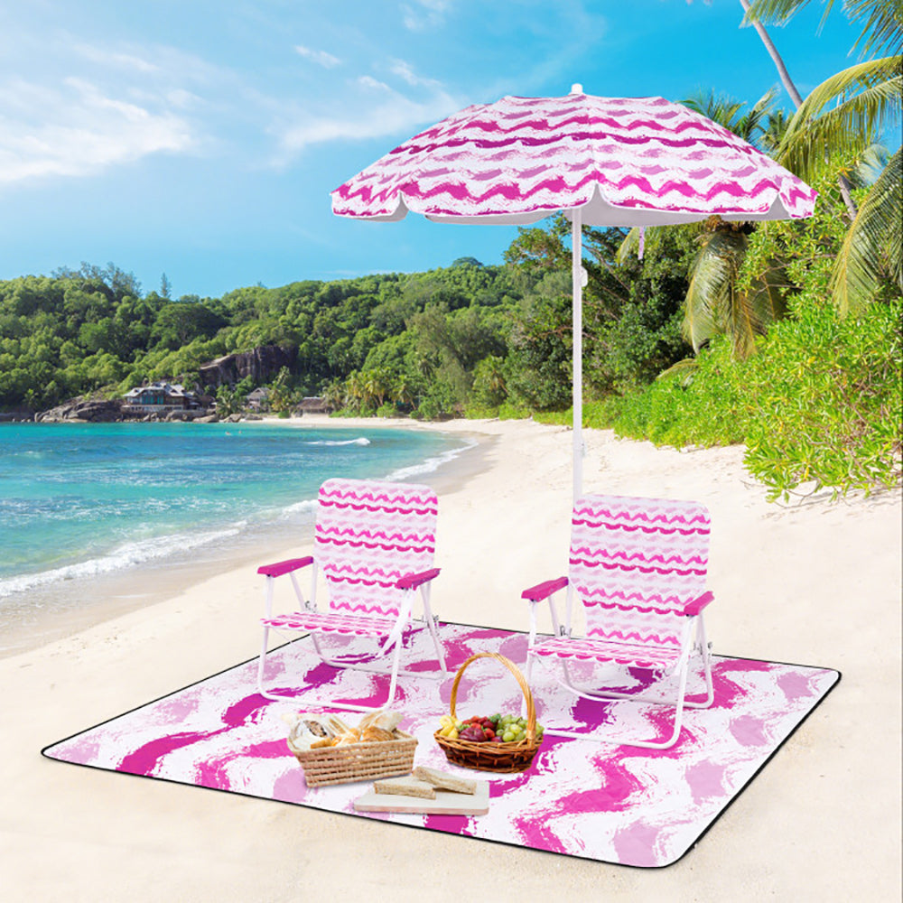 4-Piece Beach Umbrella Set with 2 Folding Chairs & Blanket