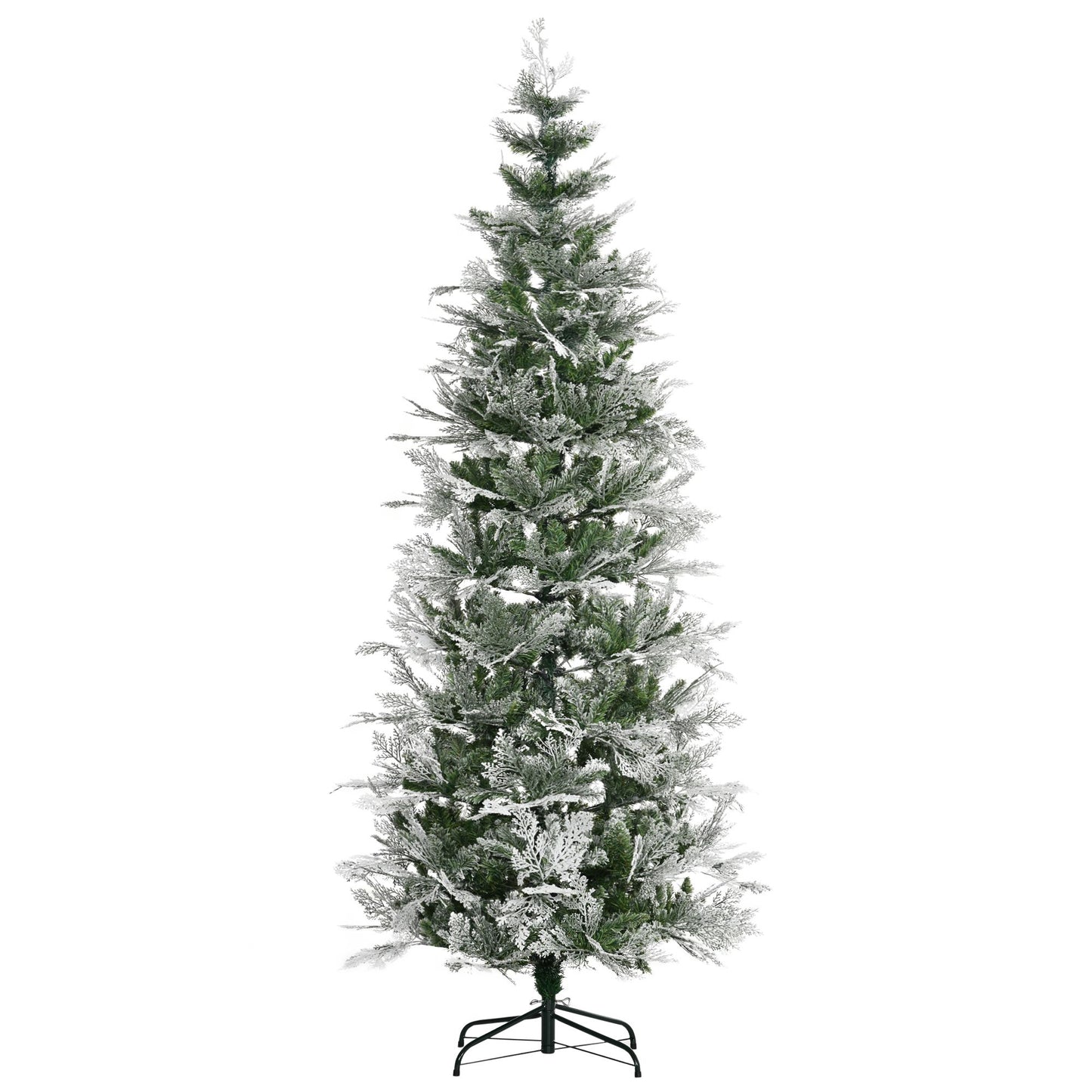7.5 Feet Snow Flocked Pencil Christmas Tree - Green