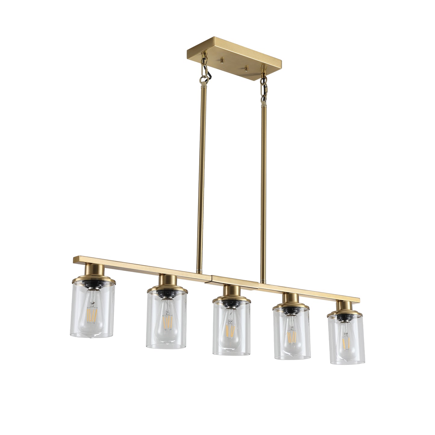 Modern Industrial 5-Light Chandelier - Golden Metal Frame