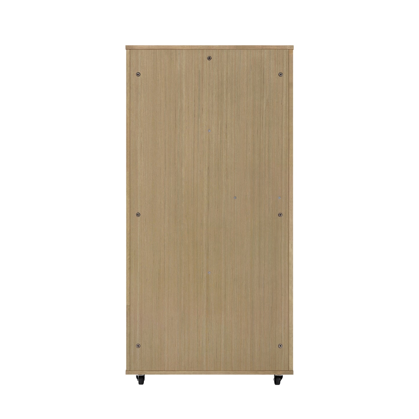 Rubber Wood Cat Enclosure with Multi-Level Shelves & Lockable Wheels - Natural Finish
