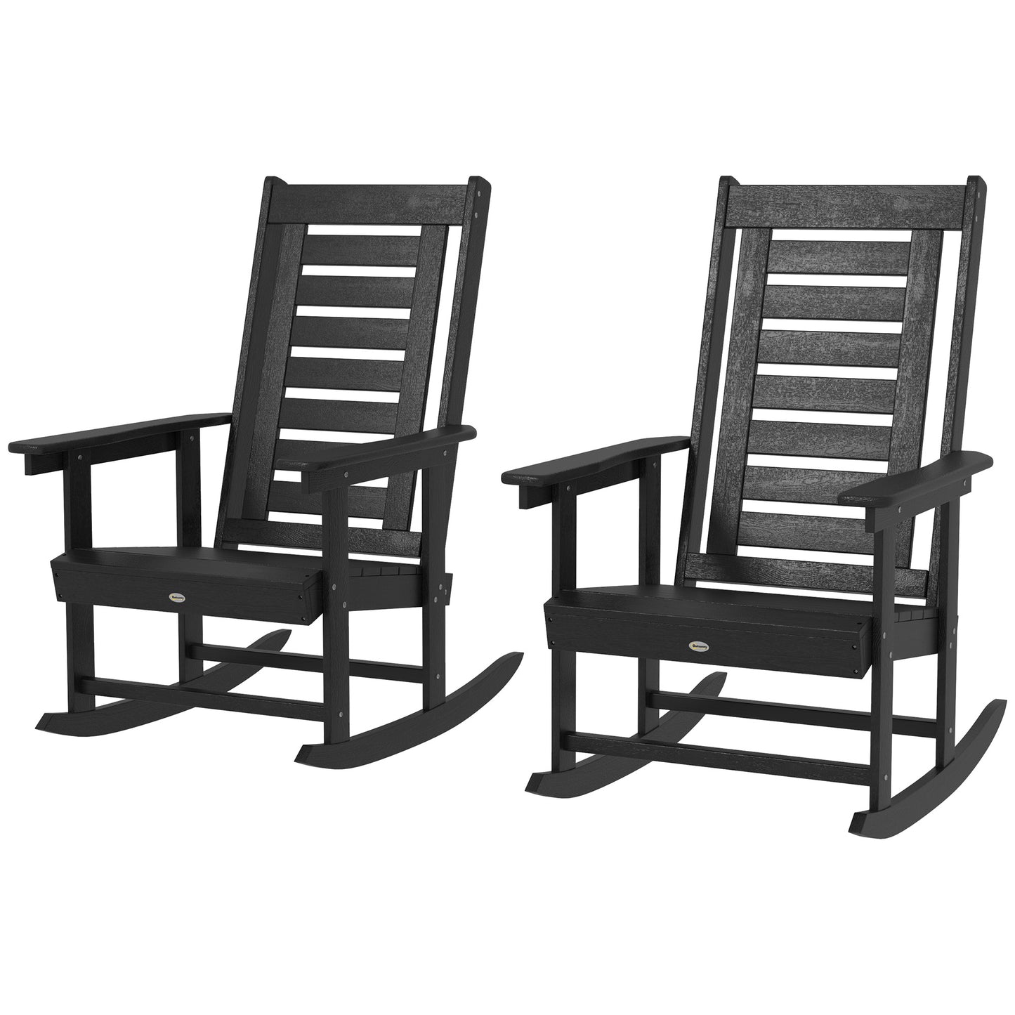 2-Piece Outdoor Rocking Chair Set - Black HDPE Rockers