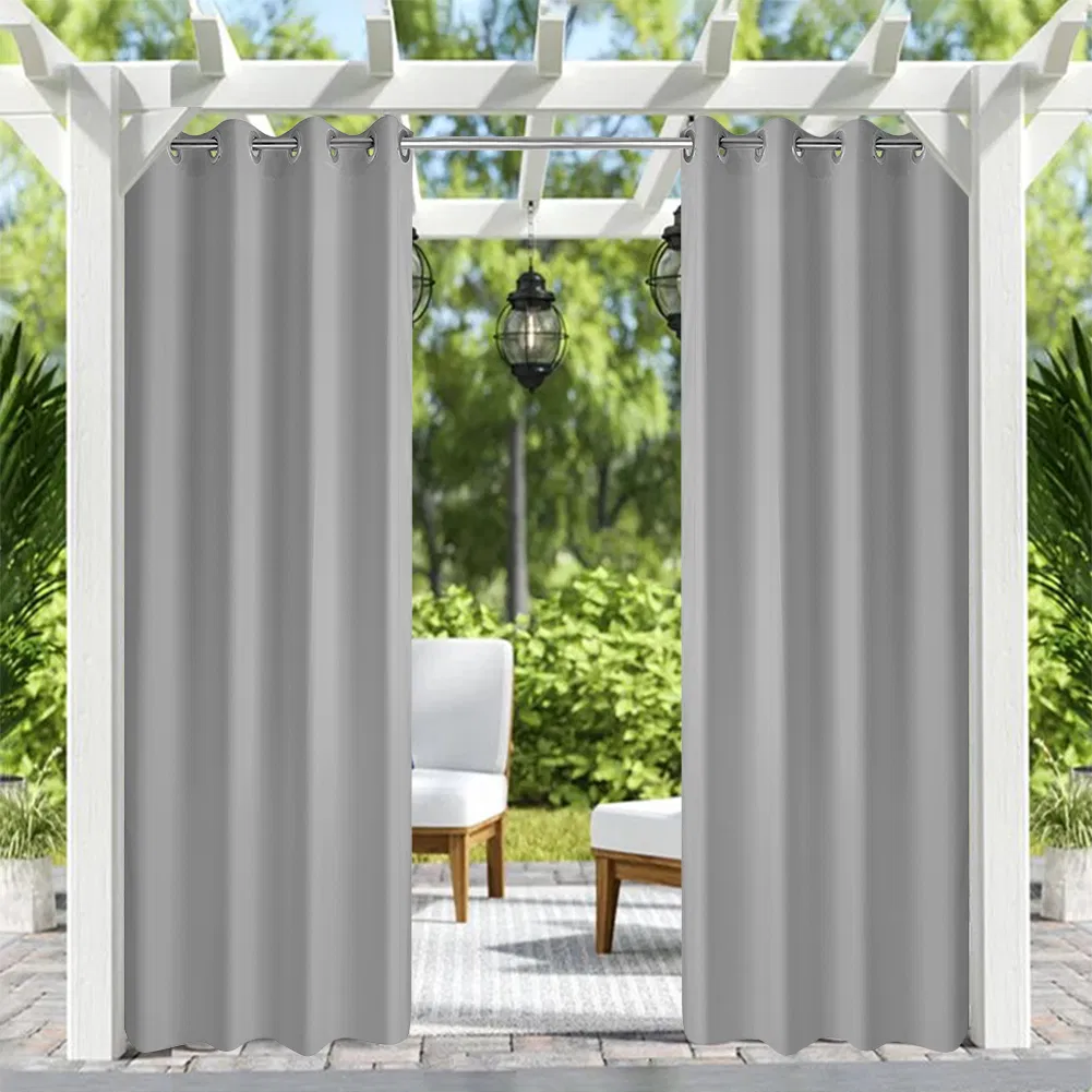 Outdoor Waterproof Gray Curtains with Grommets - 50x120 Inches